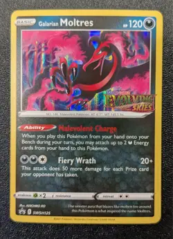 Galarian Moltres SWSH125 Prerelease Holo Promo Pokemon Card Evolving Skies - NM - Image 1