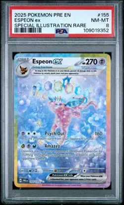 2025 POKEMON PRE EN-PRISMATIC EVOLUTIONS #155 ESPEON ex PSA 8 - Image 1