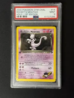 Pokemon TCG 1st Edition Rockets Mewtwo Gym Challenge Holo Card 14/132 PSA 9 - Image 1