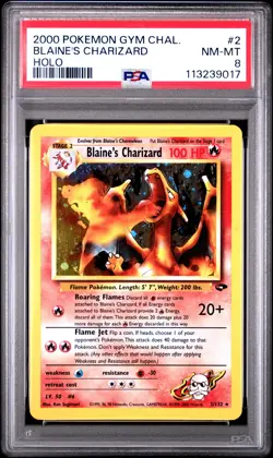2000 POKEMON GYM CHALLENGE #2 BLAINE'S CHARIZARD PSA 8 - Image 1