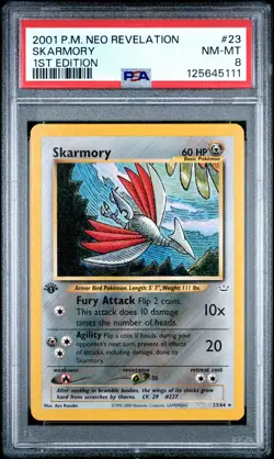 2001 POKEMON NEO REVELATION 1ST ED #23 SKARMORY PSA 8 - Image 1