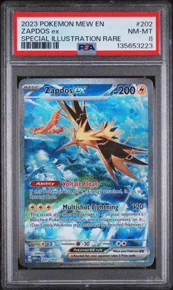 Pokemon TCG Zapdos ex 202/165 Scarlet & Violet 151 Special Illustration PSA 8 - Image 1