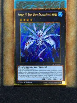Yugioh Number 37: Hope Woven Dragon Spider Shark PGL3-EN007 Gold Secret 1st NM - Image 1