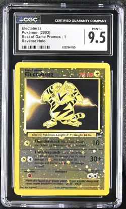 CGC 9.5 Electabuzz 2003 Best of Game Promo 1 Reverse Holo SWIRL Pokemon Card - Image 1