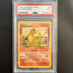 1999 Pokemon Base Set Unlimited Charmander 46/102 PSA 9 MINT - Image 1