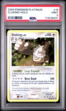 2009 POKEMON PLATINUM #16 SLAKING-HOLO PSA 9 - Image 1