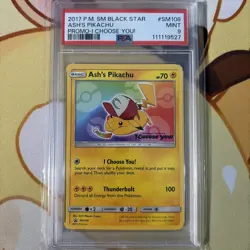 2017 Pokemon Ash’s Pikachu Black Star Promo PSA 9 - Image 1