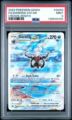2023 POKEMON SWORD & SHIELD CROWN ZENITH #GG50 FULL ART/DARKRAI VSTAR PSA 9 - Image 1
