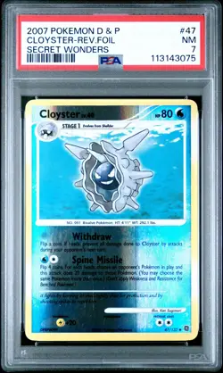 2007 POKEMON DIAMOND & PEARL SECRET WONDERS #47 CLOYSTER-REV.FOIL PSA 7 - Image 1