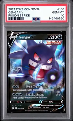 2021 POKEMON SWORD & SHIELD FUSION STRIKE #156 GENGAR V PSA 10 - Image 3