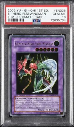 2005 YU-GI-OH! TLM-THE LOST MILLENNIUM ELEMENTAL HERO FLAME WINGMAN PSA 10 - Image 1