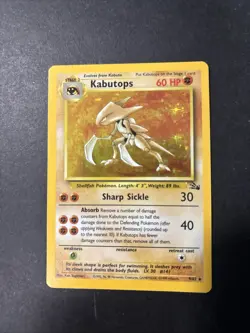 Unplayed Pristine NM Kabutops #9/62 Fossil Holo Pokemon TCG Card English 1999 - Image 1
