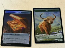 2 x mtg foil token Ox // Treasure, 013/017, Baldur's Gate, unplayed - Image 1