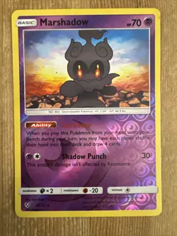 Marshadow 45/73 Reverse Holo Rare Shining Legends Sun & Moon Pokemon Card LP - Image 1