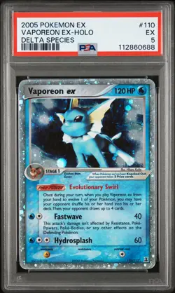 2005 POKEMON EX DELTA SPECIES #110 VAPOREON EX-HOLO PSA 5 - Image 1