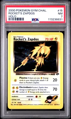 2000 POKEMON GYM CHALLENGE #15 ROCKET'S ZAPDOS PSA 7 - Image 1