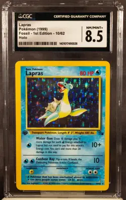 Lapras - Pokemon Fossil 1st Edition Holo Rare 10/62 - CGC 8.5 - Image 1