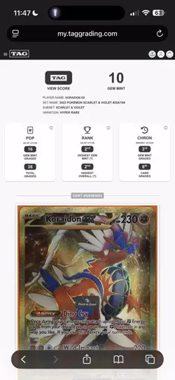 2023 POKEMON SVI EN-SCARLET & VIOLET HYPER RARE #254 KORAIDON EX PSA 10 TAG - Image 3