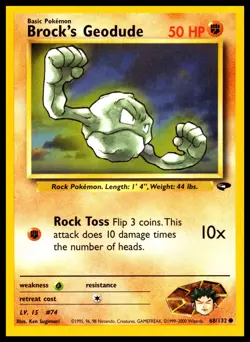 2000 Pokemon Gym Heroes Brock’s Geodude #68/132 Wizards Set 1st Edition Card 200 - Image 1