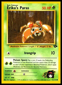 2000 Pokemon Gym Heroes Erika’s Paras #71/132 Wizards Set 1st Edition Card - Image 1