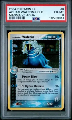 2004 POKEMON EX TEAM MAGMA VS TEAM AQUA #6 AQUA'S WALREIN-HOLO PSA 6 - Image 1