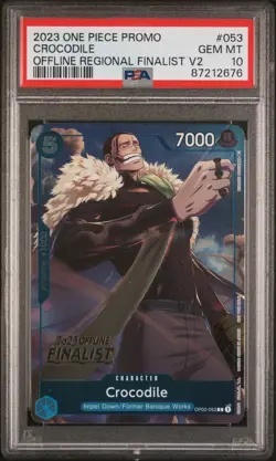 PSA 10 Crocodile OP02-053 Offline Regional Finalist Promo English One Piece Card - Image 1