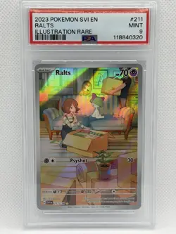 Pokemon TCG Ralts Scarlet & Violet Base Set Holo Illustration Card 211/198 PSA 9 - Image 1