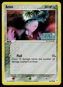 Pokemon Card - Aron Crystal Guardians 44/100 Common Reverse Holo Stamped - Image 1