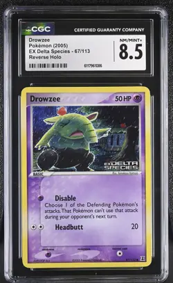 CGC 8.5 Drowzee 2005 EX Delta Species 67/113 Reverse Holo STAMPED Pokemon Card - Image 1