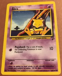 Abra 65/130 Base Set 2 Unlimited Common Vintage 1999 Pokemon Card - Image 1