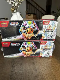Pokemon Prismatic Evolutions Surprise Box Booster Bundle Sams Club Lot x2 DESC - Image 1