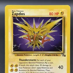 Zapdos 30/62 NM Non Holo Rare Unlimited Fossil WoTC 1999 Pokemon TCG - Image 2