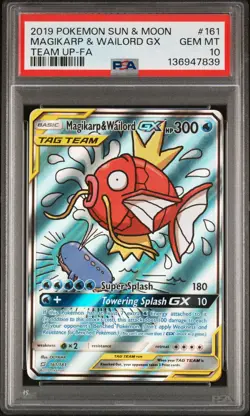 Magikarp & Wailord GX #161/181 Pokemon Sun & Moon Team Up 161 GEM MINT PSA 10 - Image 1