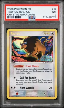2006 POKEMON EX CRYSTAL GUARDIANS #12 TAUROS-REV.FOIL PSA 7 - Image 1