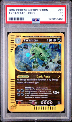 PSA 1 PR 2002 Expedition Tyranitar Holo Foil 29/165 WOTC E-Reader Series Pokemon - Image 1