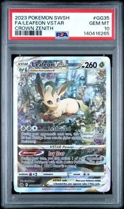 2023 POKEMON SWORD & SHIELD CROWN ZENITH #GG35 FULL ART/LEAFEON VSTAR PSA 10 - Image 1