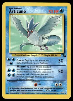 Articuno #17 - Pokemon Fossil Base Set - Unlimited Rare - LP - Image 1