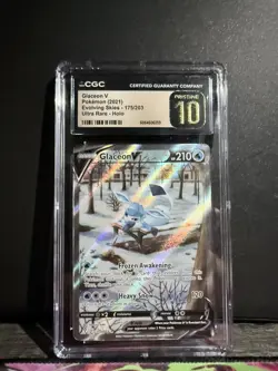 2021 Pokemon Evolving Skies Ultra Rare Glaceon V #175/203 Holo CGC Pristine 10 - Image 1