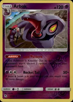 Arbok Rare Hidden Fates 27/68 Psychic Reverse Holo Pokemon Card - Image 1