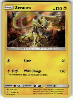 Zeraora 52/181 SM - Team Up NM Pokemon Card TCG - Image 1