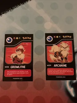 Growlith #58 & Arcanine #59 Black Pokedex Pokemon Card - Image 1