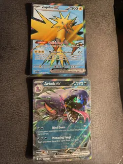 Arbok Ex and Zapdos Ex Full Art Ultra Rare- 2 Pokemon Cards 151 Set NM - Image 1