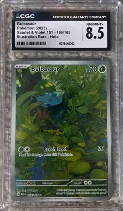 Pokemon Bulbasaur 166/165 Scarlet & Violet 151 Illustration Rare CGC 8.5 - Image 1