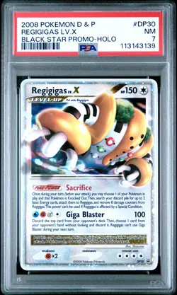 2008 POKEMON DIAMOND & PEARL BLACK STAR PROMO #DP30 REGIGIGAS LV.X PSA 7 - Image 1