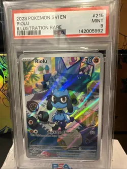 2023 Pokemon SVI EN 215 Riolu Illustration Rare PSA MINT 9 - Image 2