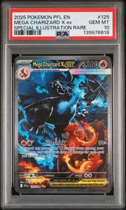 2025 POKEMON PFL EN-PHANTASMAL FLAMES #125 MEGA CHARIZARD X EX PSA 10 - Image 1