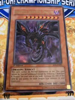 Yugioh Red-Eyes Darkness Dragon SD1-EN001 1st Edition LP - Image 1