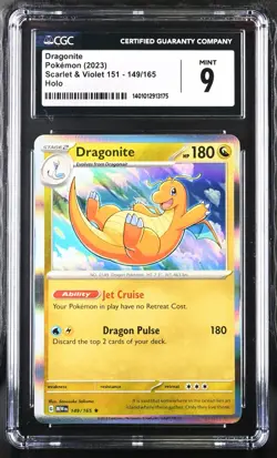 CGC Graded 9 Mint Dragonite 149/165 151 Holo Rare Pokemon Card MEW EN - Image 1