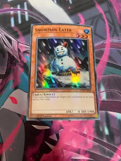 YUGIOH - SNOWMAN EATER - SUPER RARE - AC18 - NM - 1ST ED - Image 1