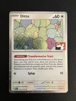 Pokemon TCG Card - Ditto 132/165 Prize Pack Series 6 Stamped English 151 Promo - Image 1